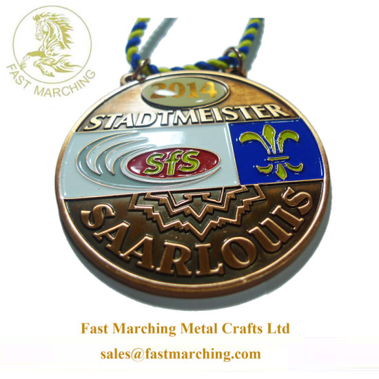Custom Ribbons Gold Medallion Necklace Metal Kids Medals for Sports