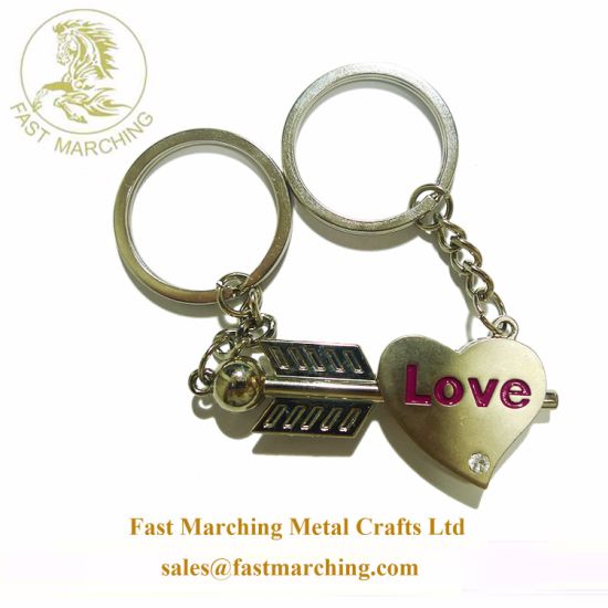 Custom Stamped Leather Engraved Couple Metal Best Keychain for Boyfriend