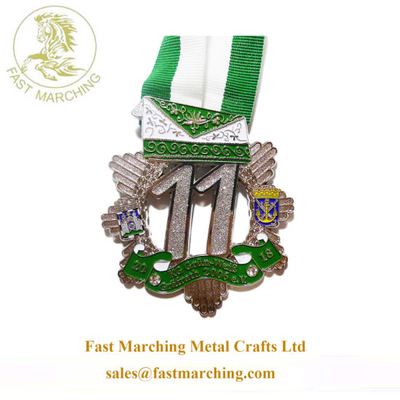 Factory Price Cheap Finisher Medallion Green Ribbon Medals for Kids