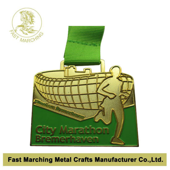 Gold Medal with Rotating Part Running Marathon Trophy Medallion Supplier