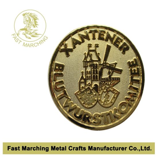 Gold Plated Badge with Sandblasting, Promotional Gift Metal Lapel Pins