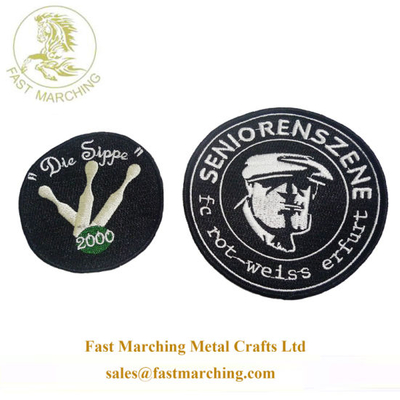 Factory Price Custom Black Textile Patches Clothing Embroidered Badge