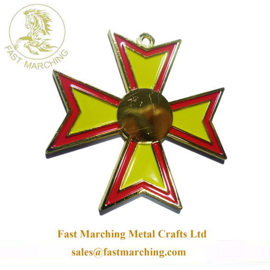 Custom Stand Cross Medallion Copper Plating Military Ribbons Metal Medals